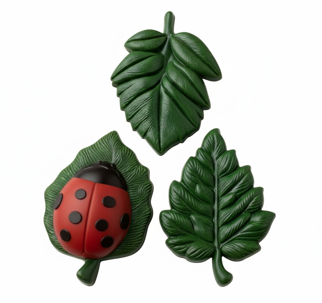 Silikona forma - mārīte uz lapas