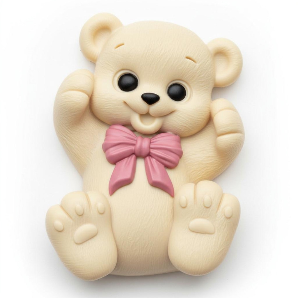 Silicone mold - bear with a ribbon