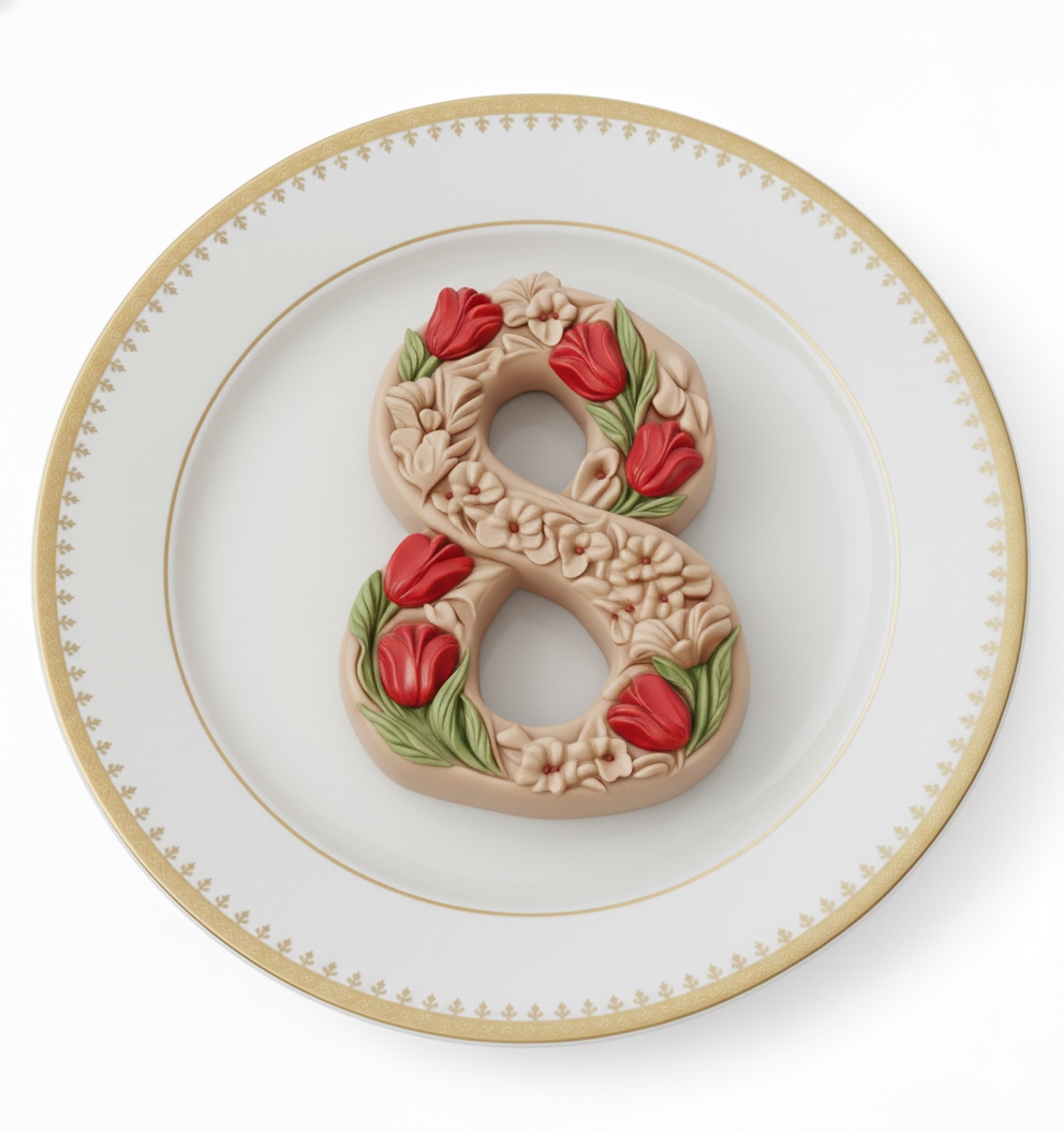 Silikona veidne - 8. marts ar tulpēm