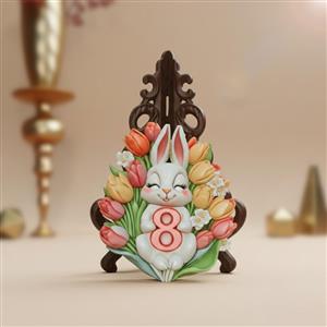 Silicone mold - Rabbit with tulips - 8th March