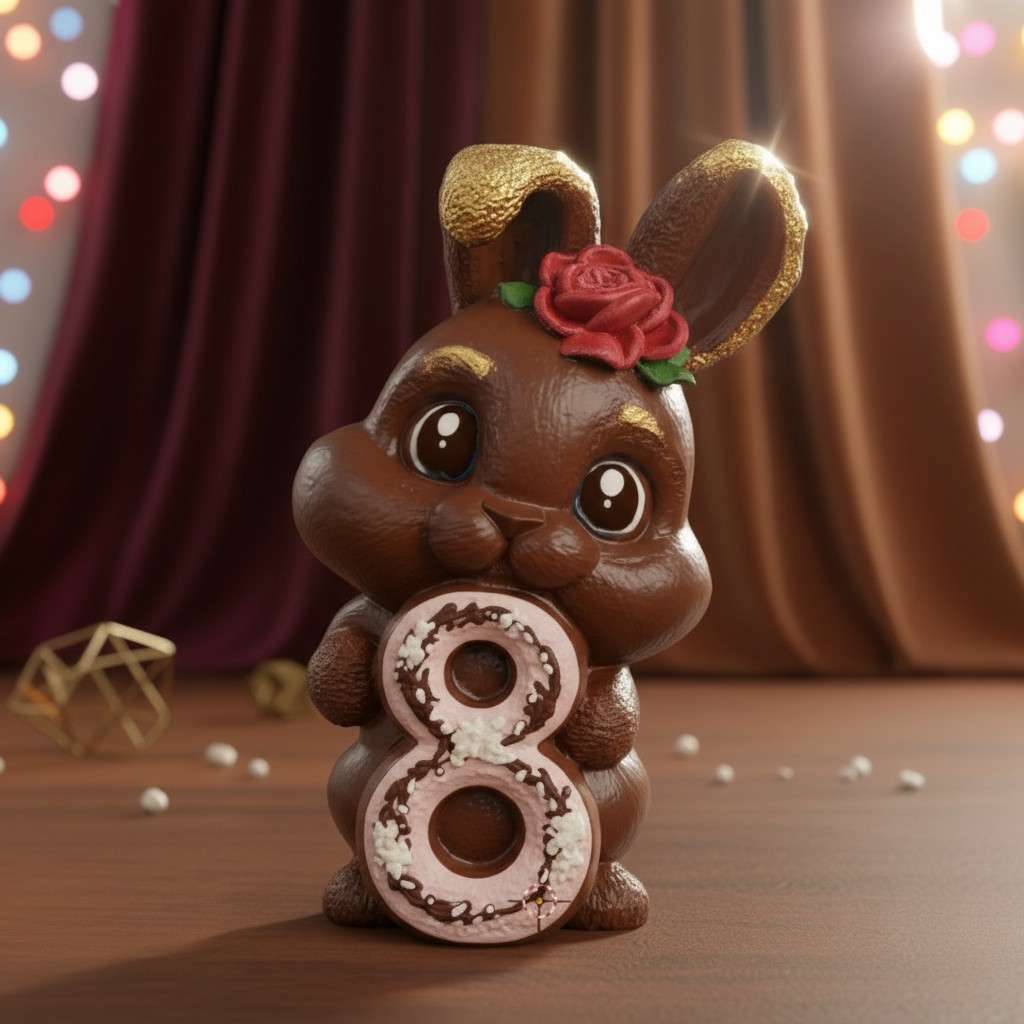 Silicone mold - Rabbit holding number 8